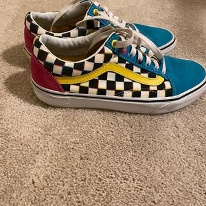 glitch checkered vans